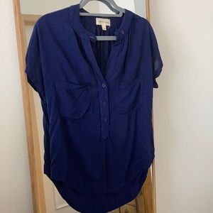 Dark navy blue cloth & stone blouse
